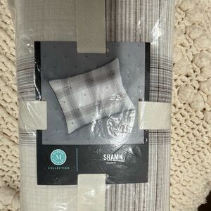 Martha Stewart Plaid Pillow Sham in Cream and Gray